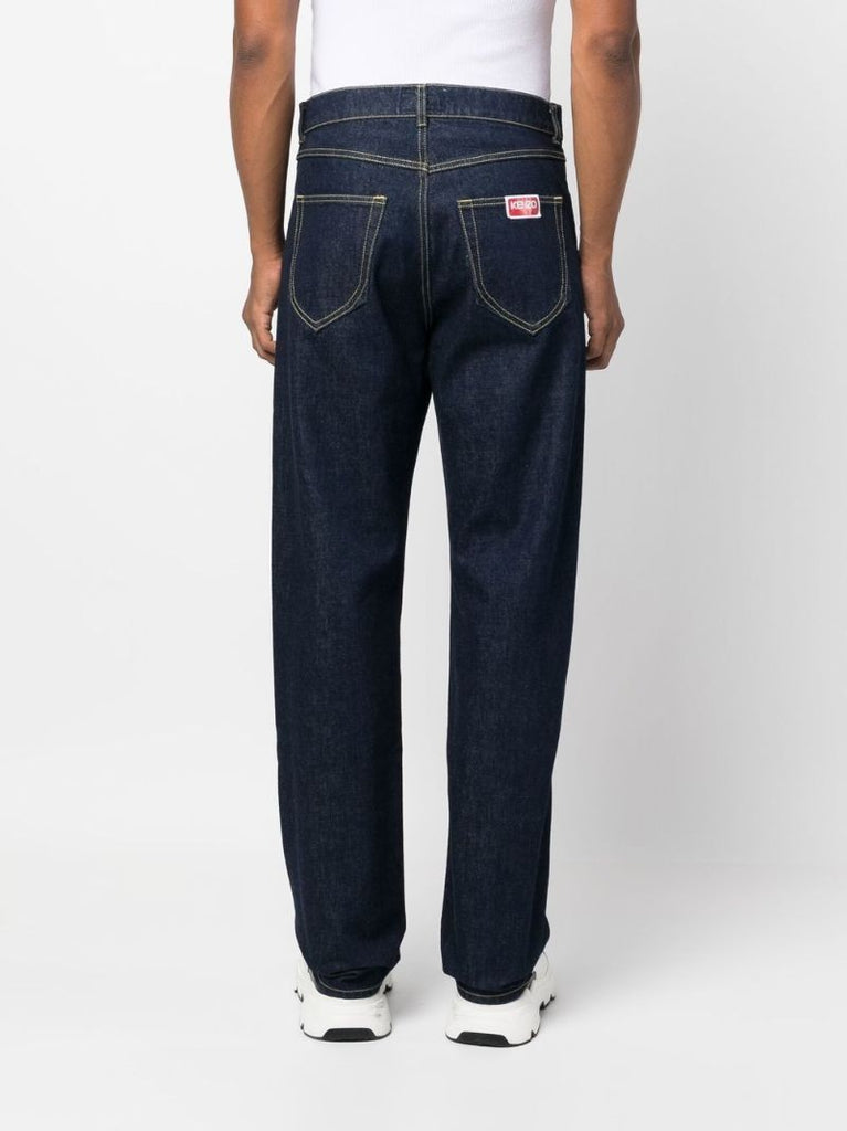 Blue Asagao Straight-leg Jeans