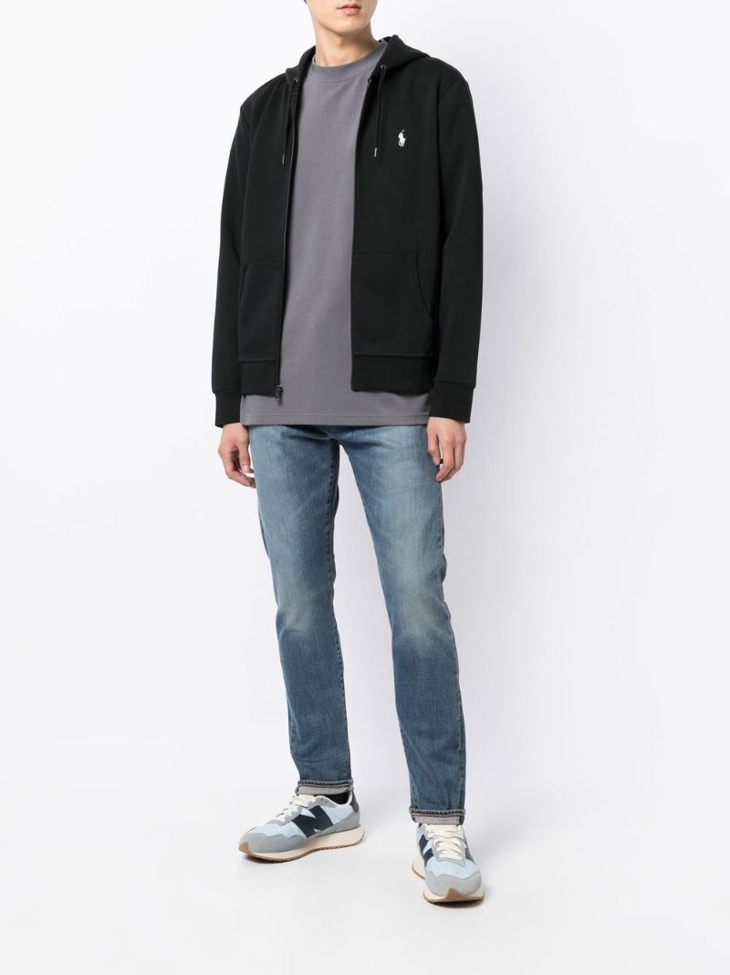 Black Pony Embroidered Zip-up Hoodie