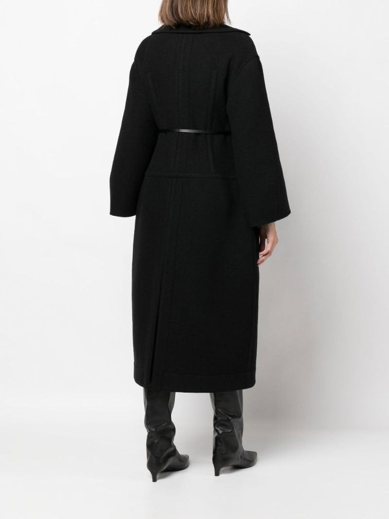Black Belted Virgin Wool Coat