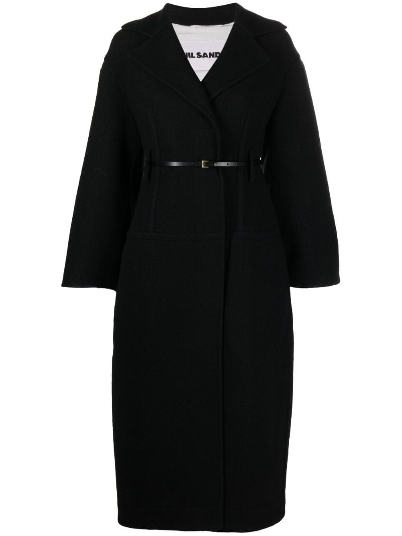 Black Belted Virgin Wool Coat