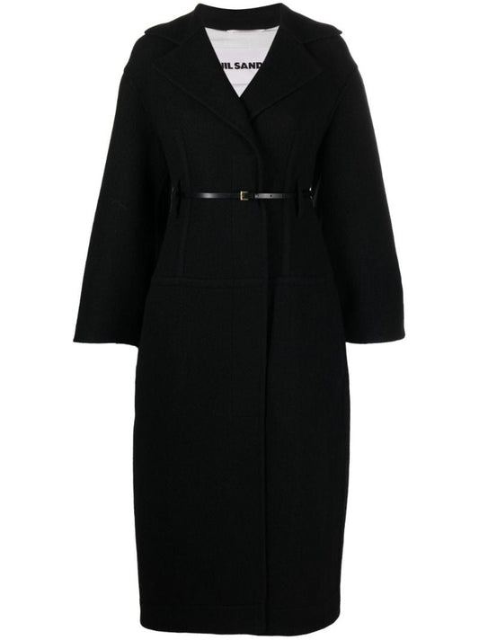 Black Belted Virgin Wool Coat