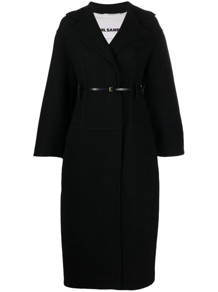 Black Belted Virgin Wool Coat