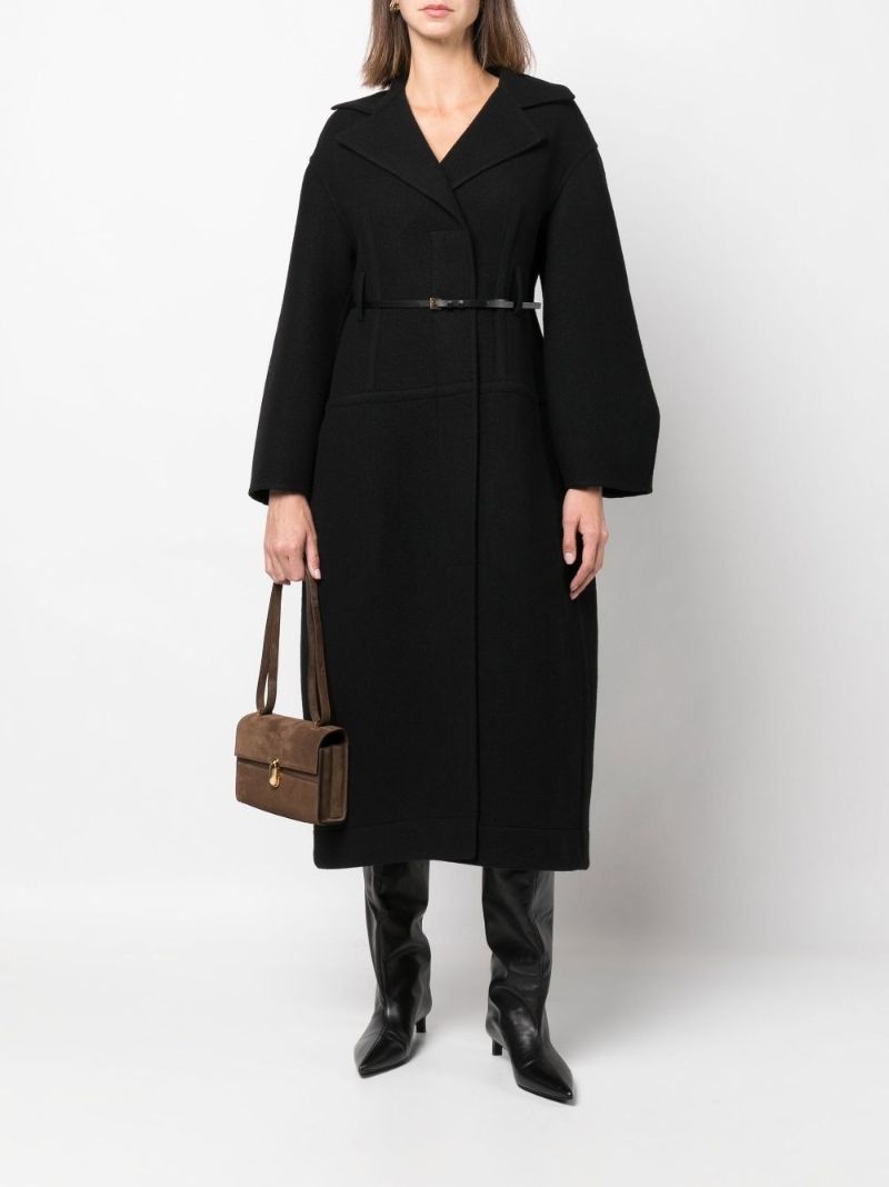 Black Belted Virgin Wool Coat