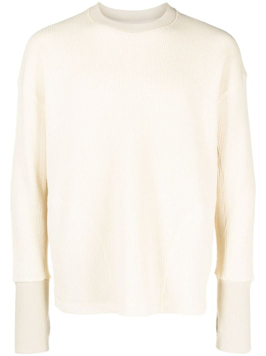 Neutral Waffle-knit Cotton Sweatshirt