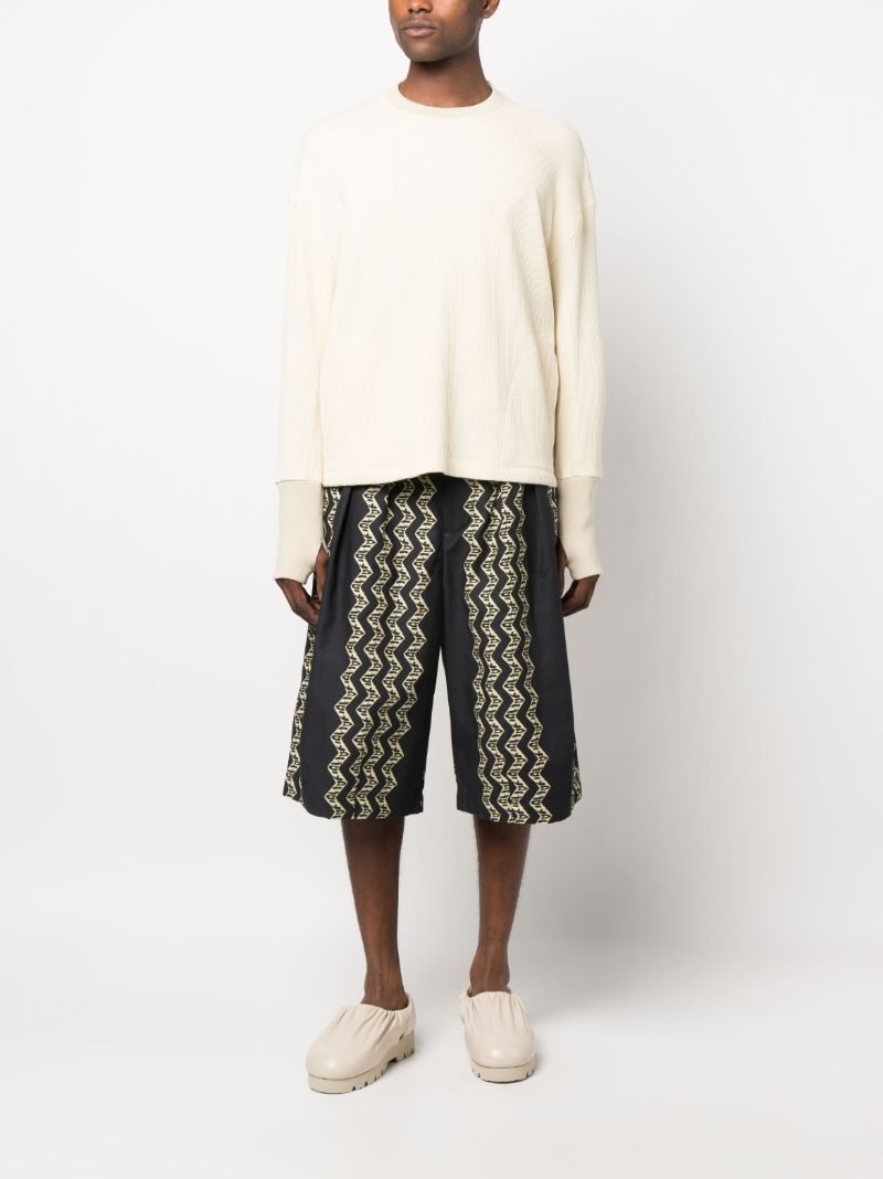 Neutral Waffle-knit Cotton Sweatshirt