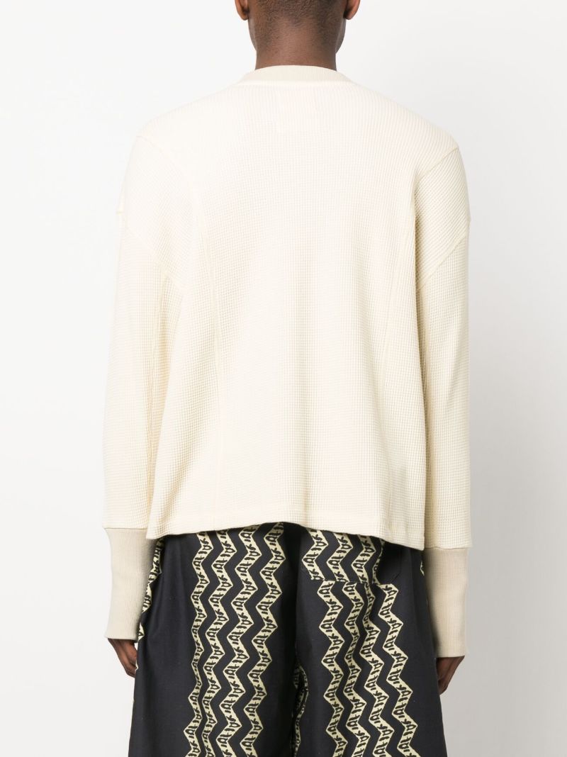 Neutral Waffle-knit Cotton Sweatshirt