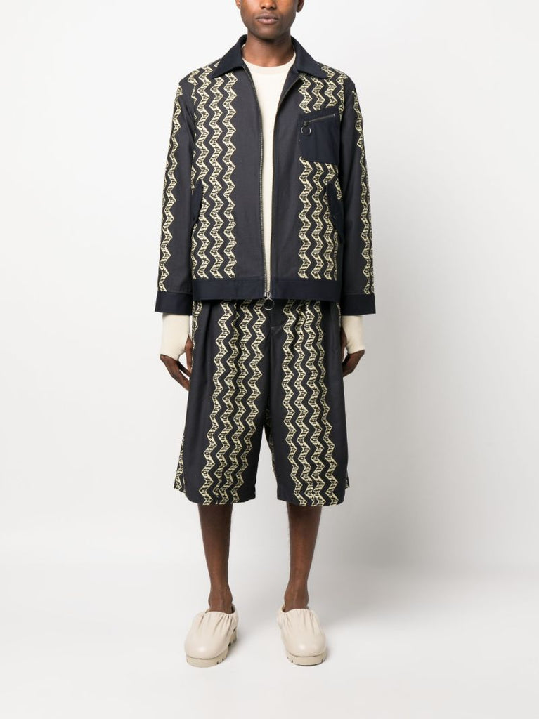 Blue Zigzag Print Jacket