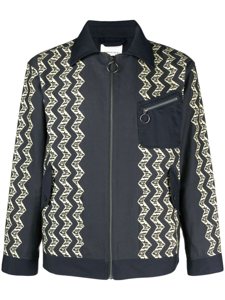 Blue Zigzag Print Jacket