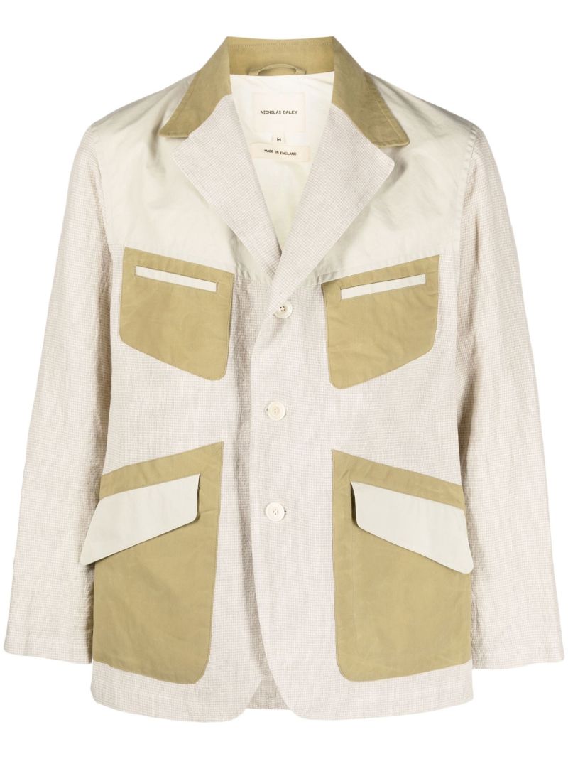 Neutral Contrast Panel Blazer