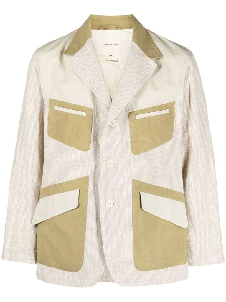 Neutral Contrast Panel Blazer