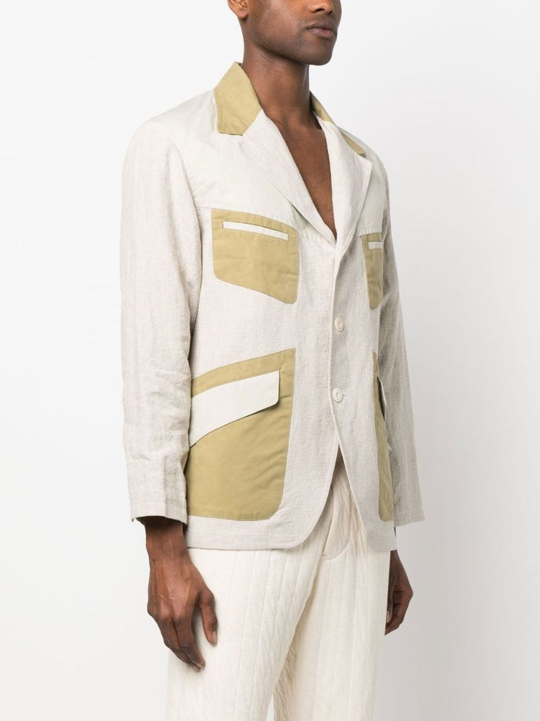 Neutral Contrast Panel Blazer