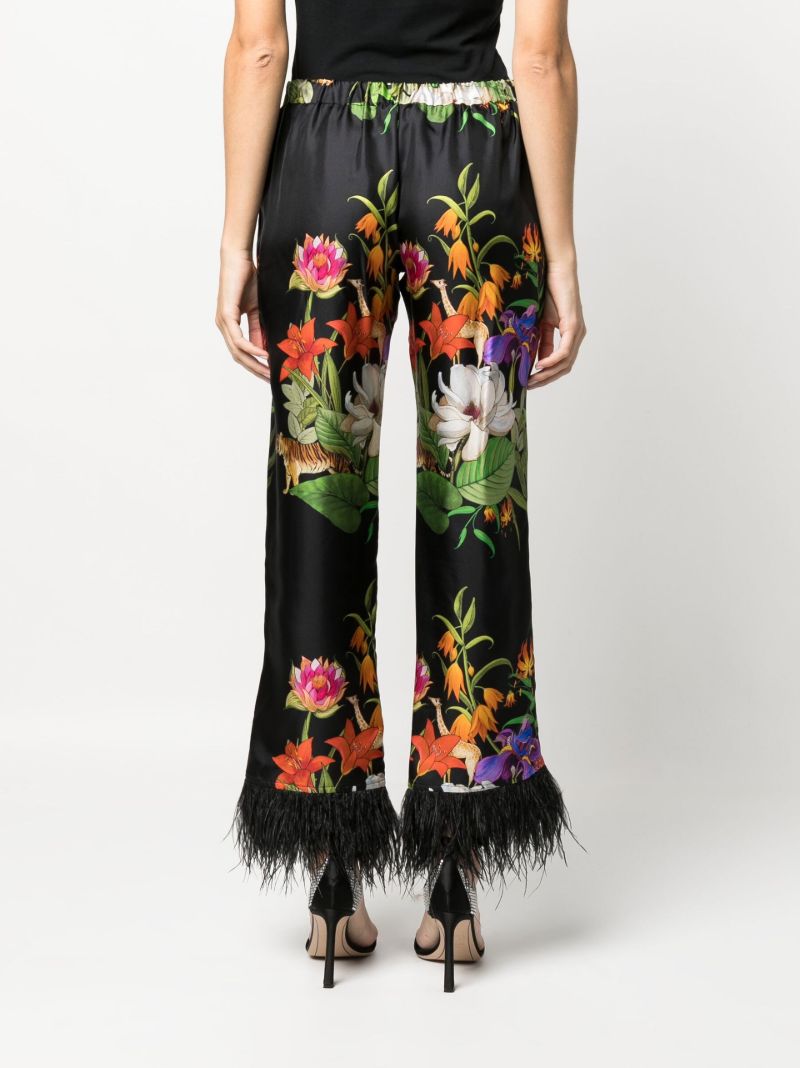 Black Safari Print Silk Cropped Trousers