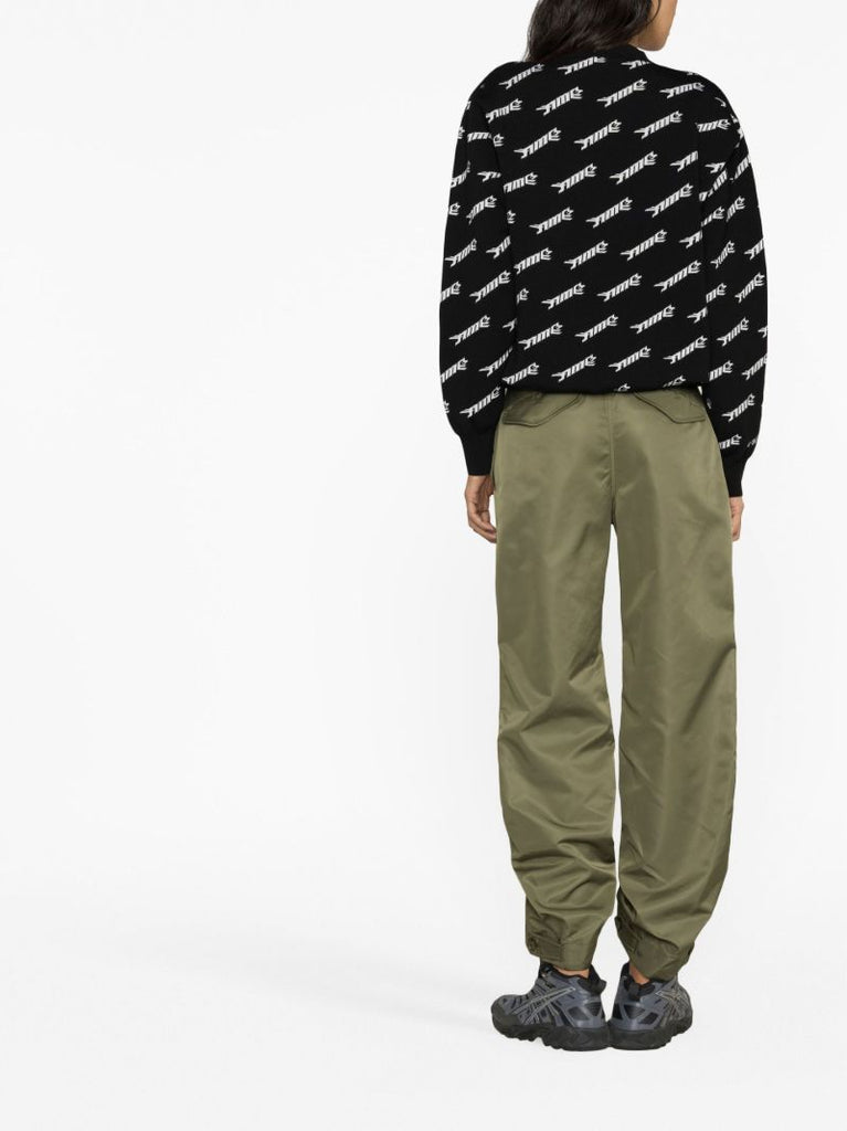 Black Logo Print Wool Sweater