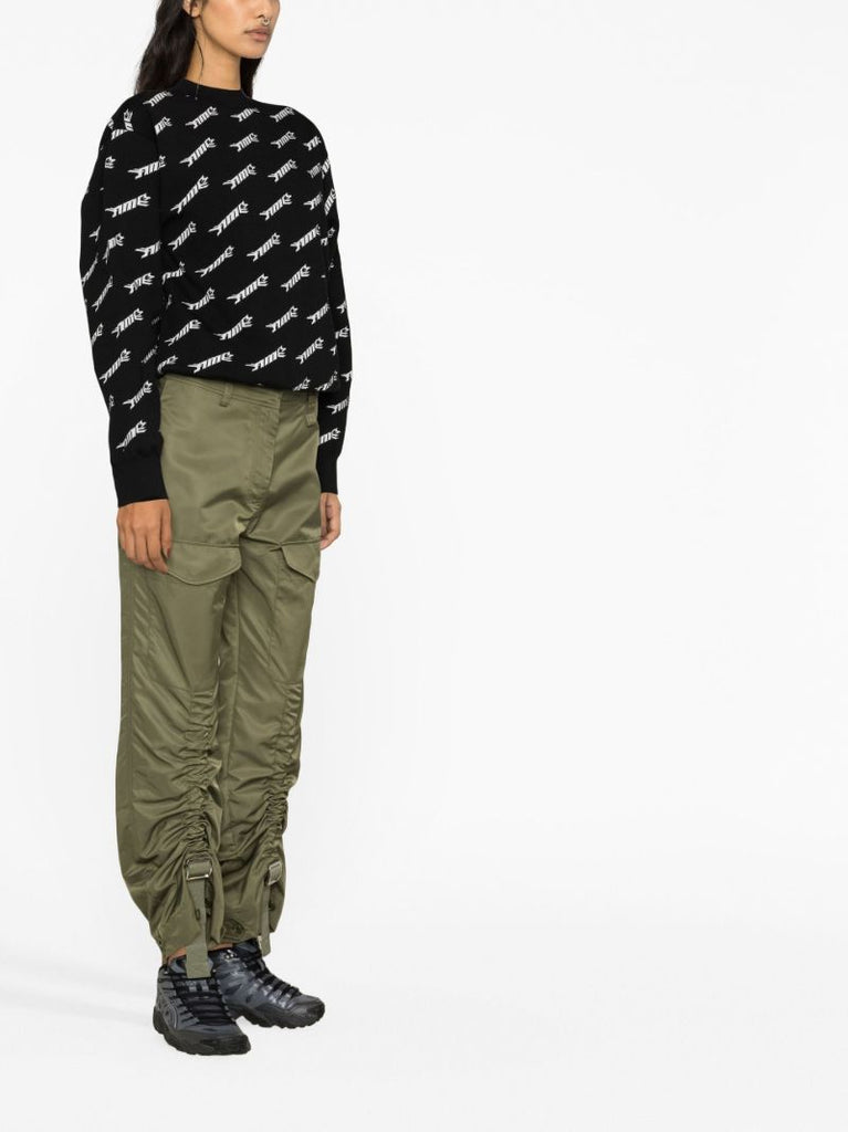 Black Logo Print Wool Sweater
