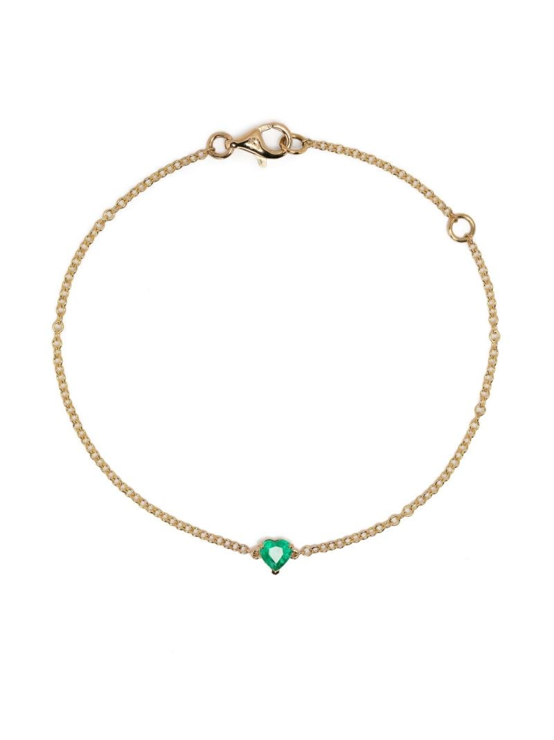 18k Yellow Gold Baby Heart Emerald Bracelet