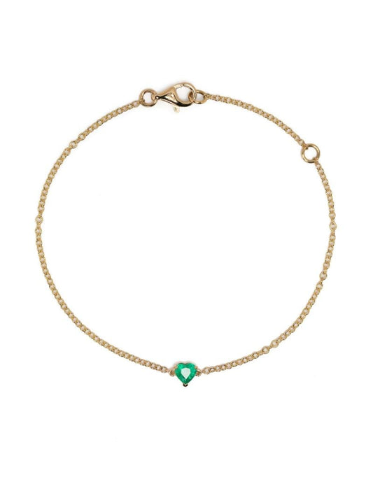 18k Yellow Gold Baby Heart Emerald Bracelet