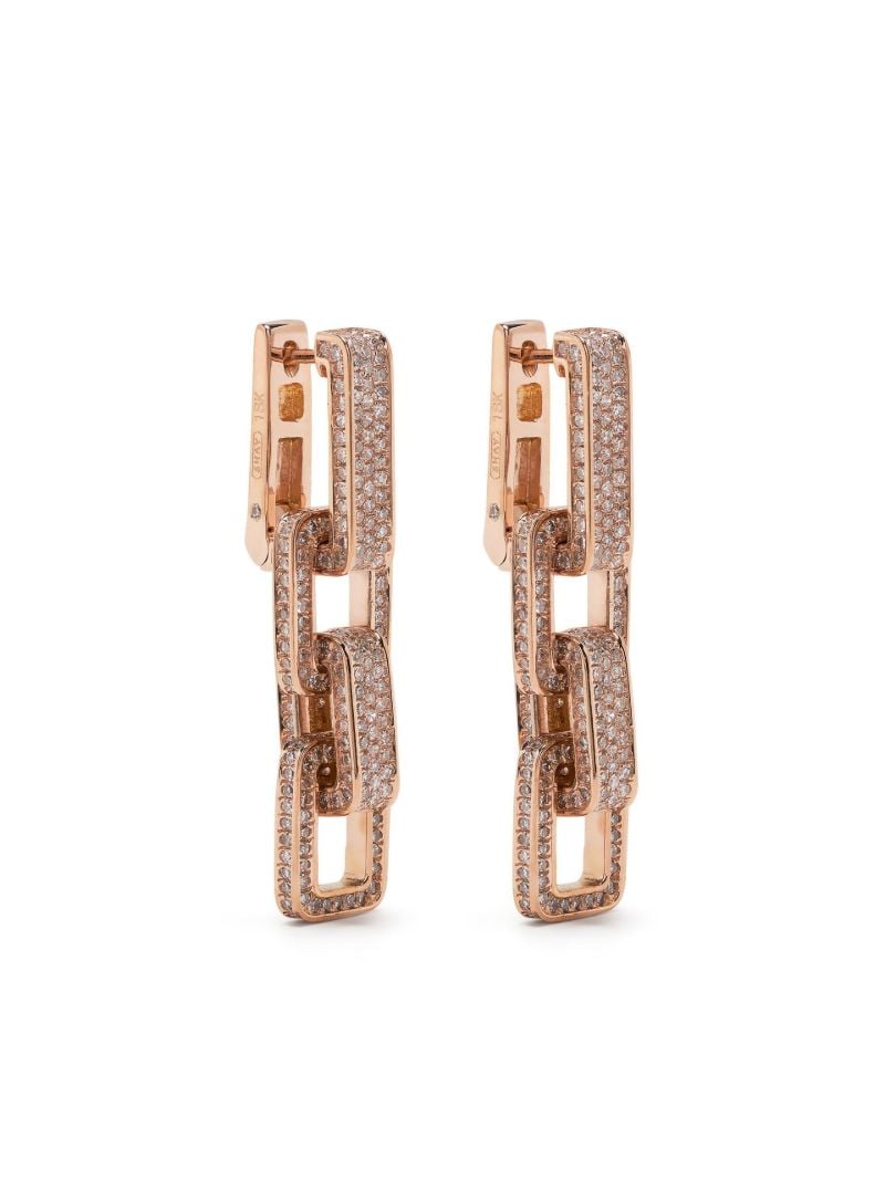 18k Rose Gold Triple Deco Diamond Earrings