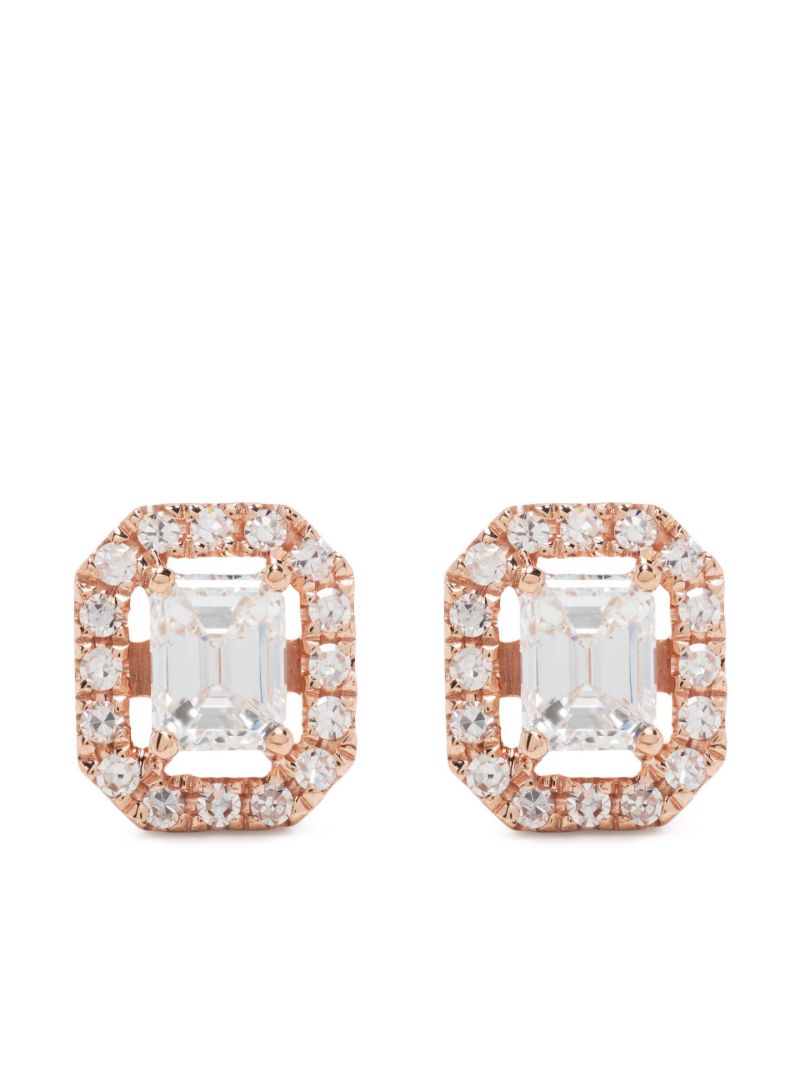 18k Rose Gold Mini Me Diamond Halo Earrings