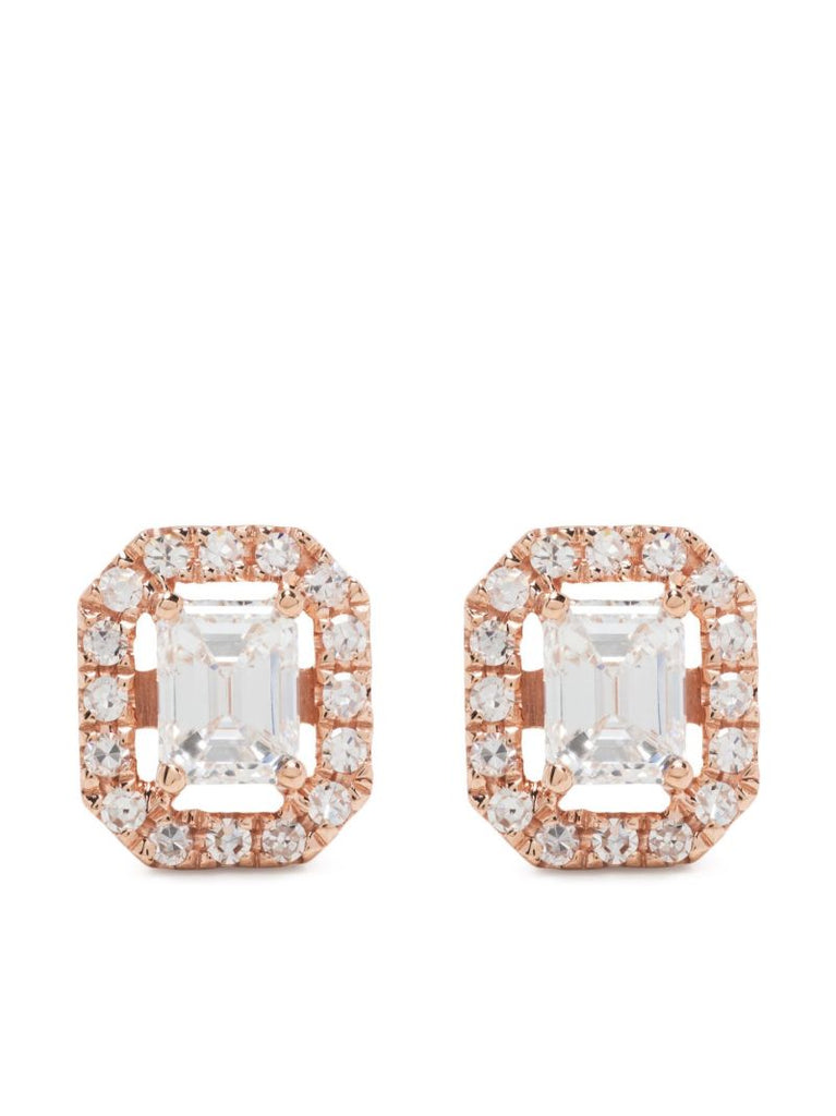 18k Rose Gold Mini Me Diamond Halo Earrings