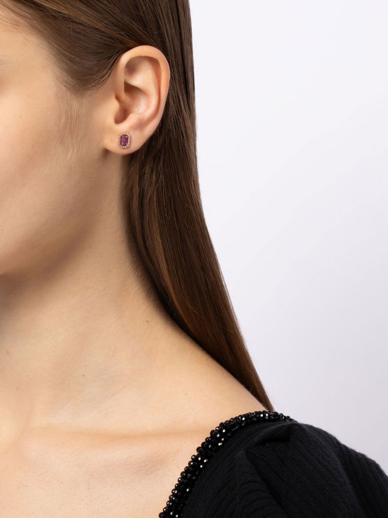 18k Rose Gold Mini Me Diamond and Sapphire Earrings