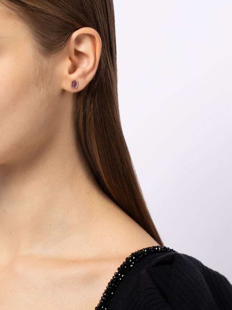 18k Rose Gold Mini Me Diamond and Sapphire Earrings