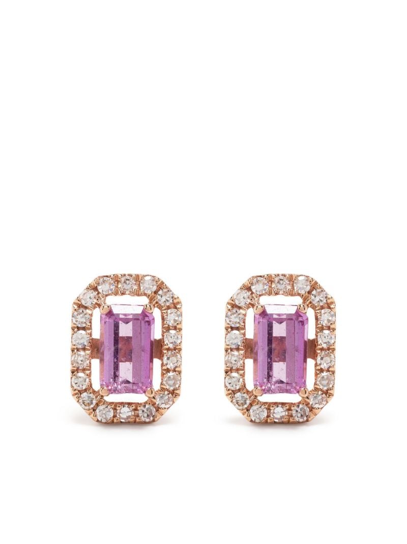 18k Rose Gold Mini Me Diamond and Sapphire Earrings