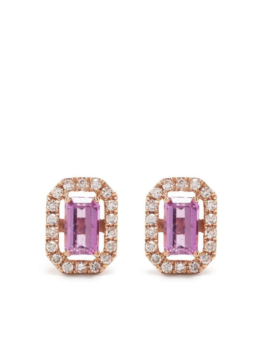 18k Rose Gold Mini Me Diamond and Sapphire Earrings