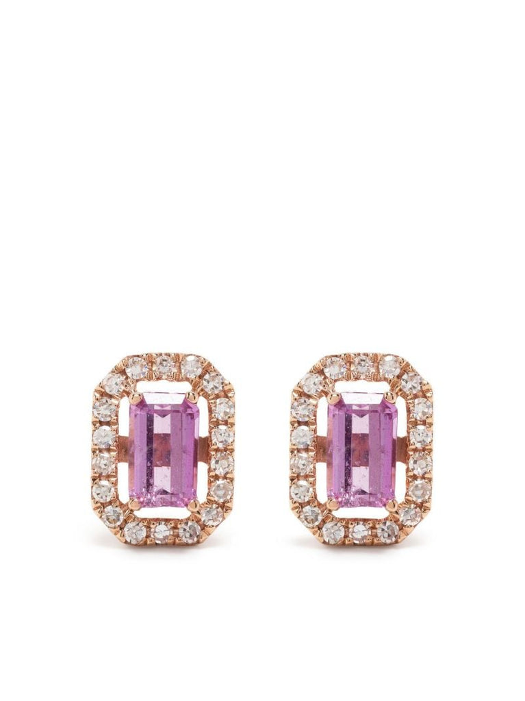 18k Rose Gold Mini Me Diamond and Sapphire Earrings