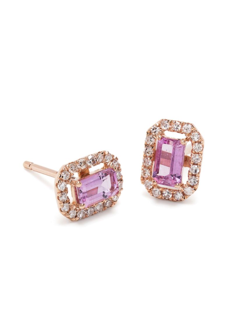 18k Rose Gold Mini Me Diamond and Sapphire Earrings