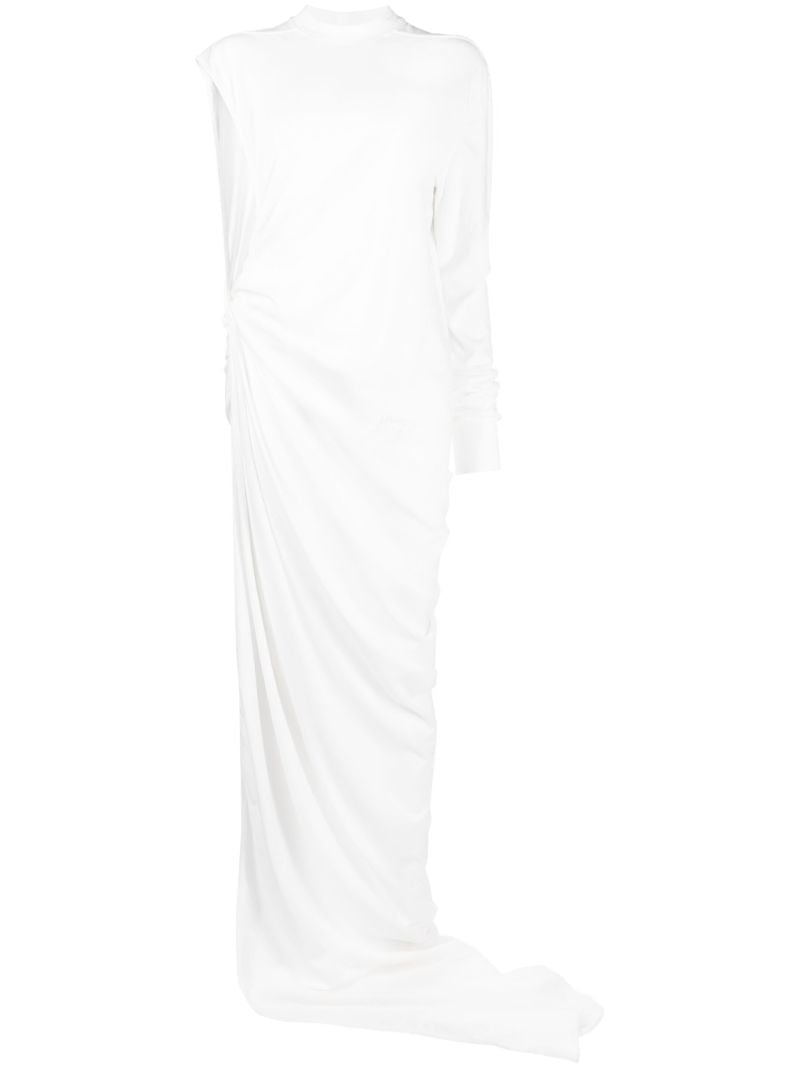 White Edfu Asymmetric One-sleeve Dress