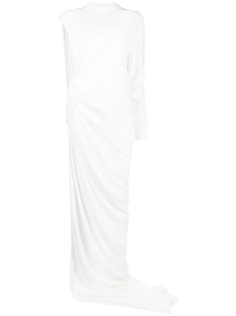 White Edfu Asymmetric One-sleeve Dress