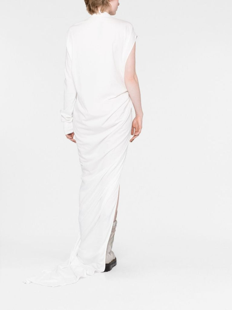 White Edfu Asymmetric One-sleeve Dress