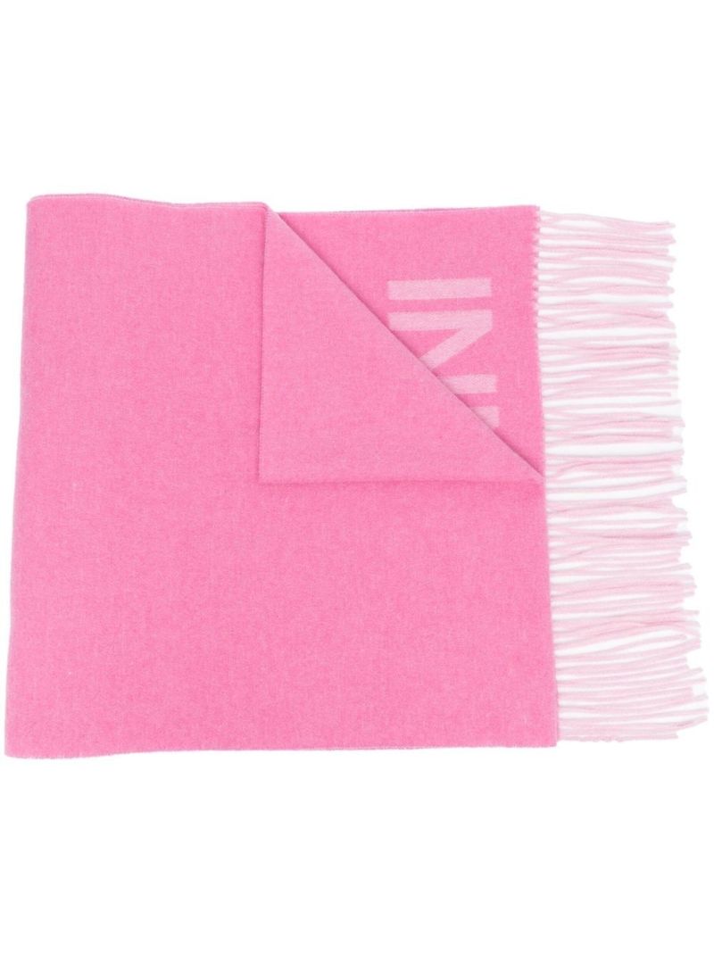 Pink Logo Jacquard Wool Scarf