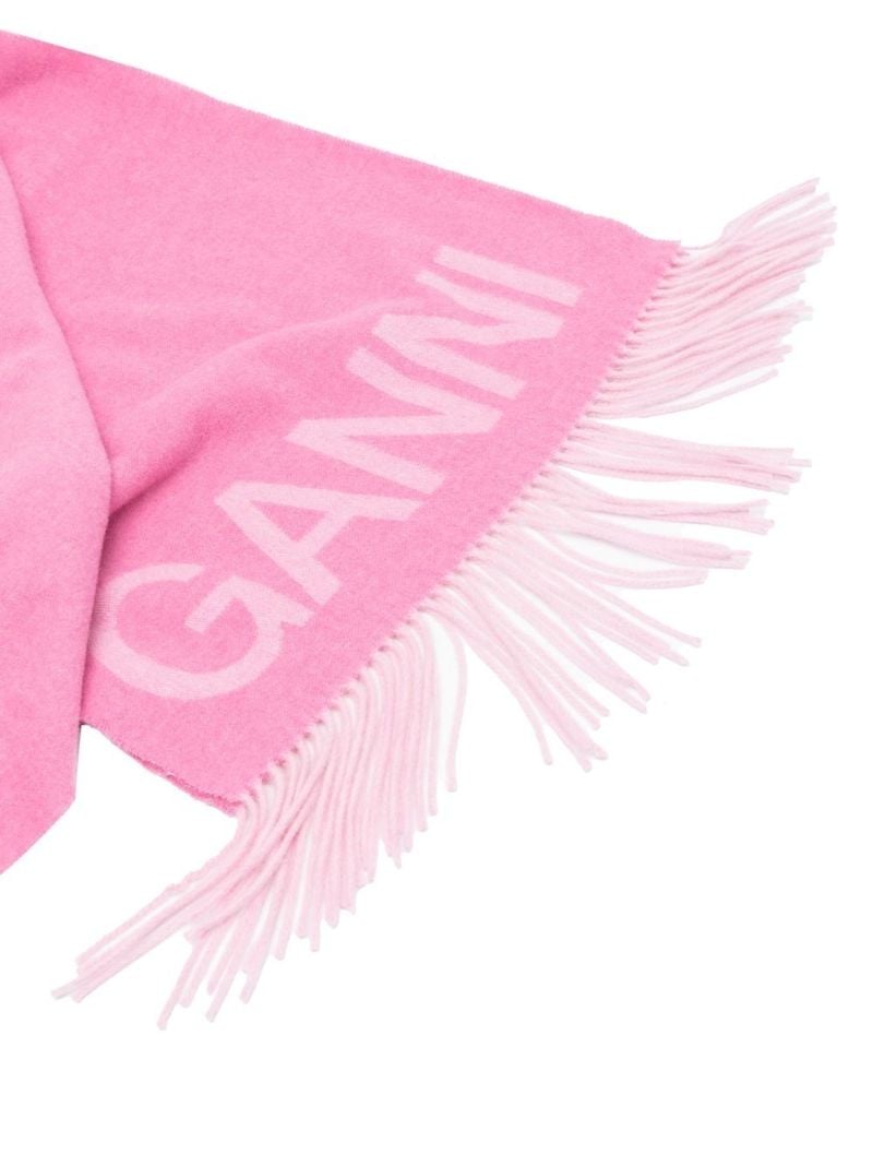 Pink Logo Jacquard Wool Scarf