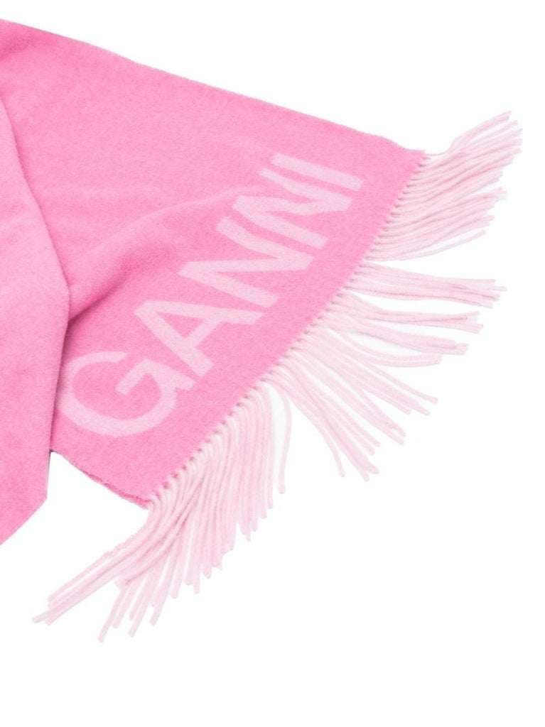 Pink Logo Jacquard Wool Scarf
