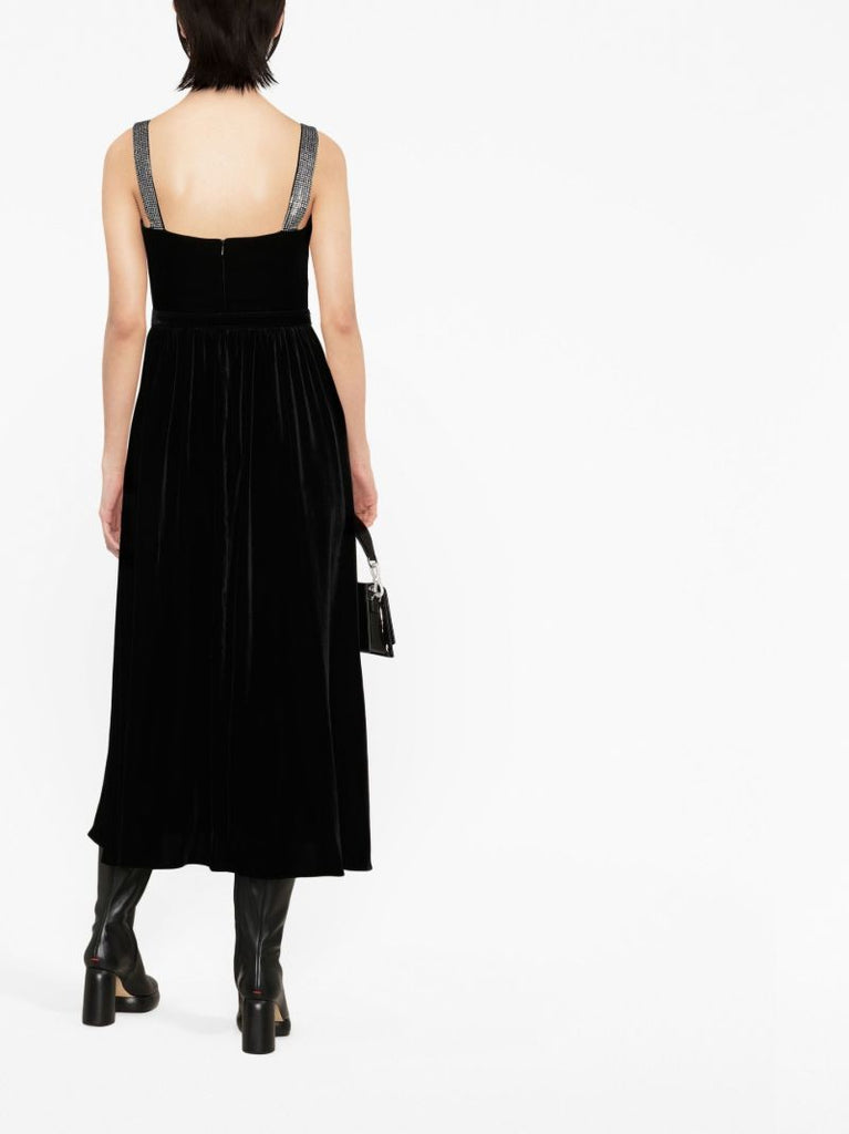 Black Ninet Velvet Midi Dress