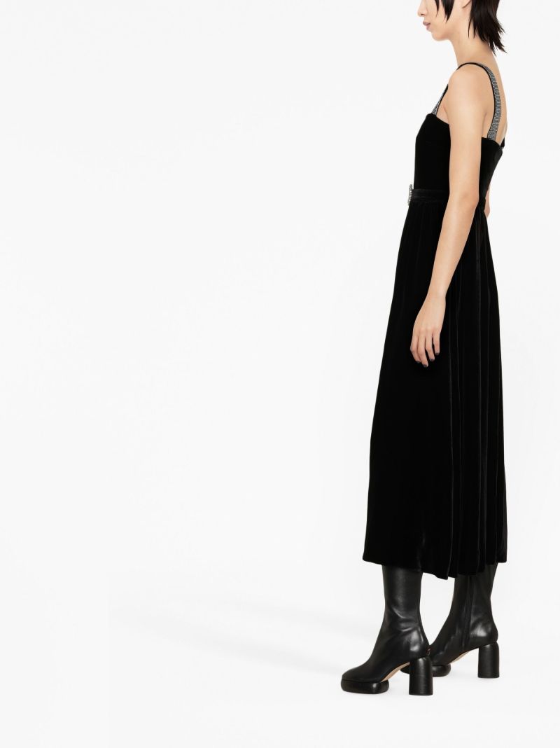 Black Ninet Velvet Midi Dress