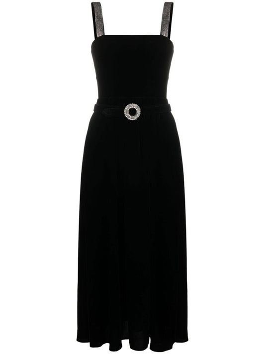 Black Ninet Velvet Midi Dress