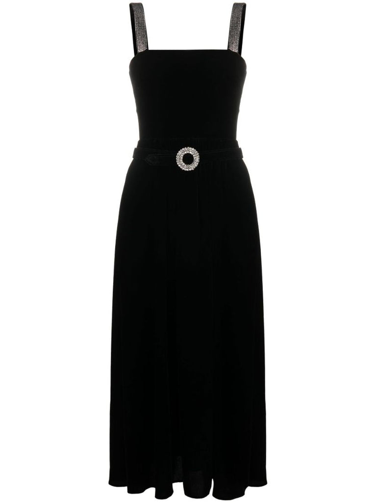 Black Ninet Velvet Midi Dress
