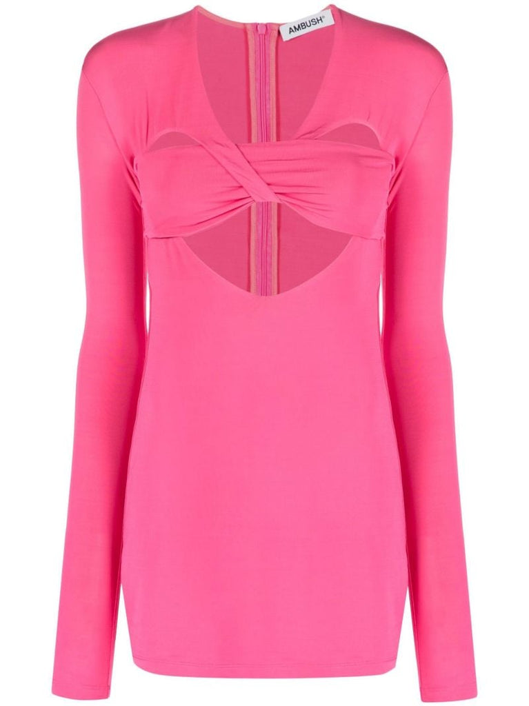 Pink Cut Out Twisted Mini Dress