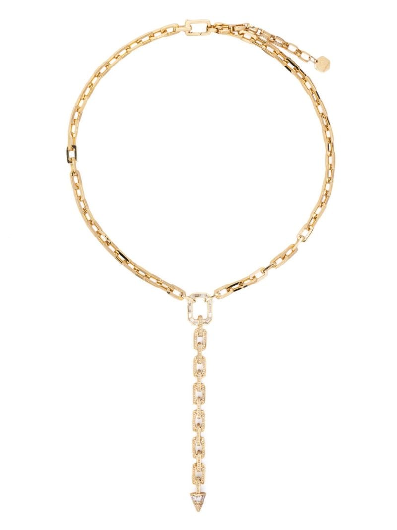 18k Yellow Gold Mini Deco Link Lariat Diamond Necklace