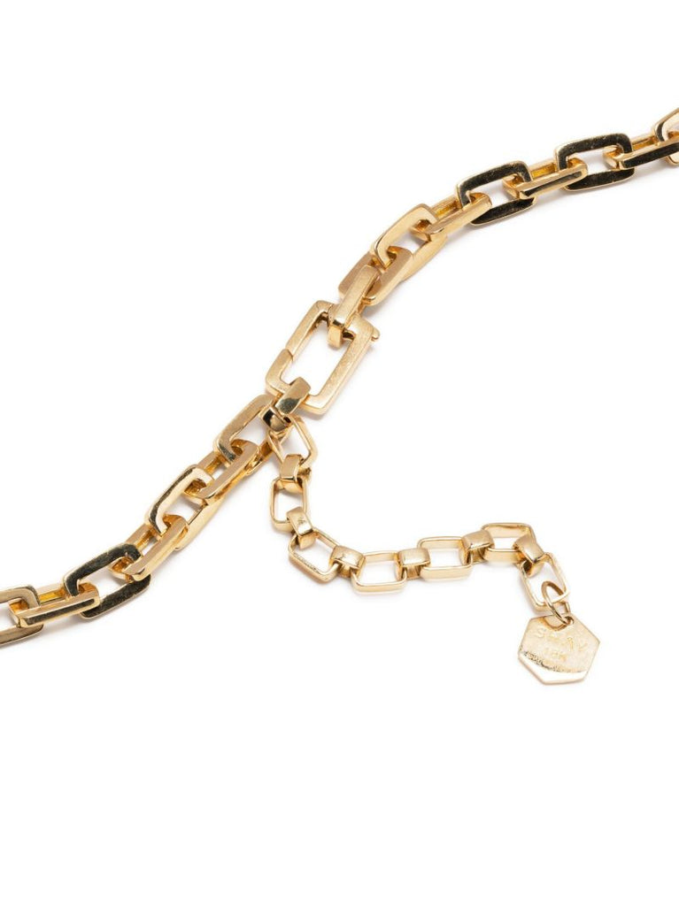 18k Yellow Gold Mini Deco Link Lariat Diamond Necklace