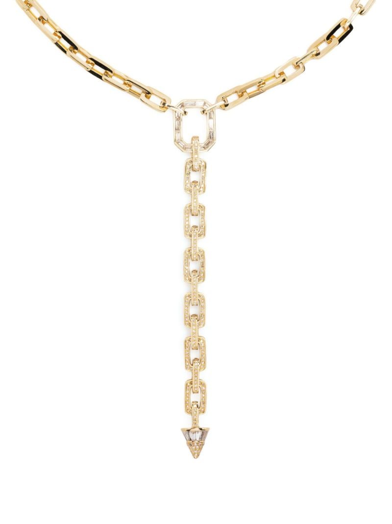 18k Yellow Gold Mini Deco Link Lariat Diamond Necklace