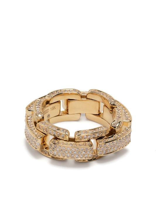 18k Yellow Gold Deco Link Diamond Ring