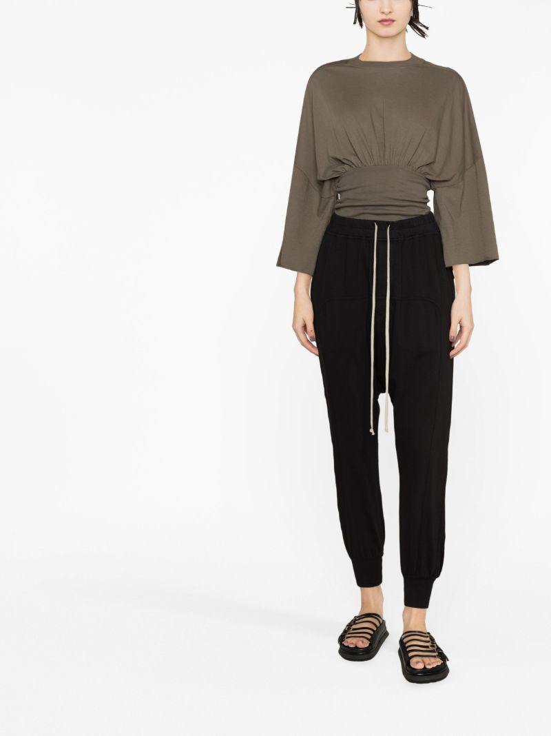 Black Drop-crotch Cotton Track Pants