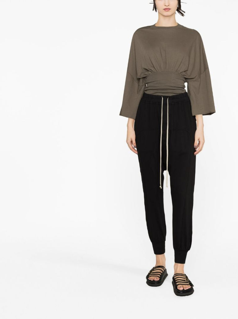 Black Drop-crotch Cotton Track Pants