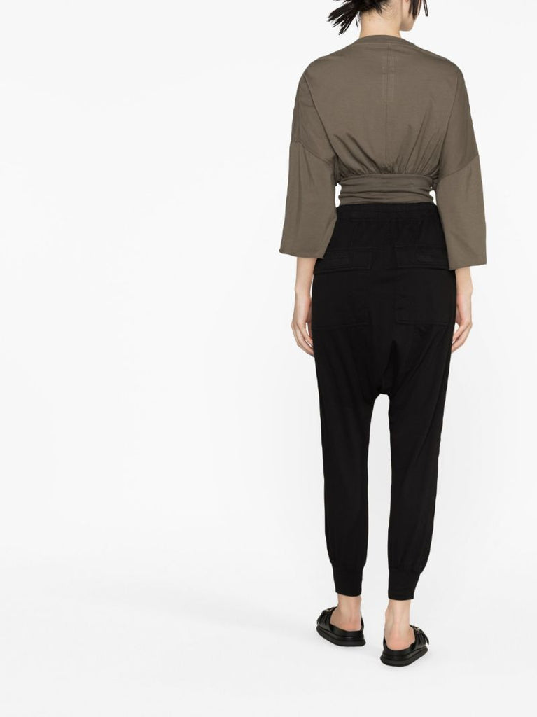 Black Drop-crotch Cotton Track Pants