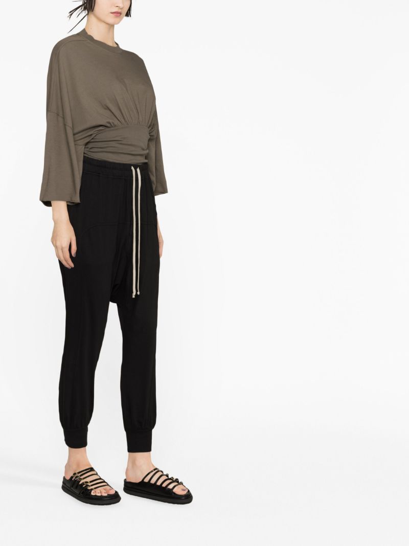 Black Drop-crotch Cotton Track Pants