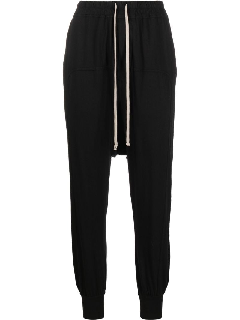 Black Drop-crotch Cotton Track Pants