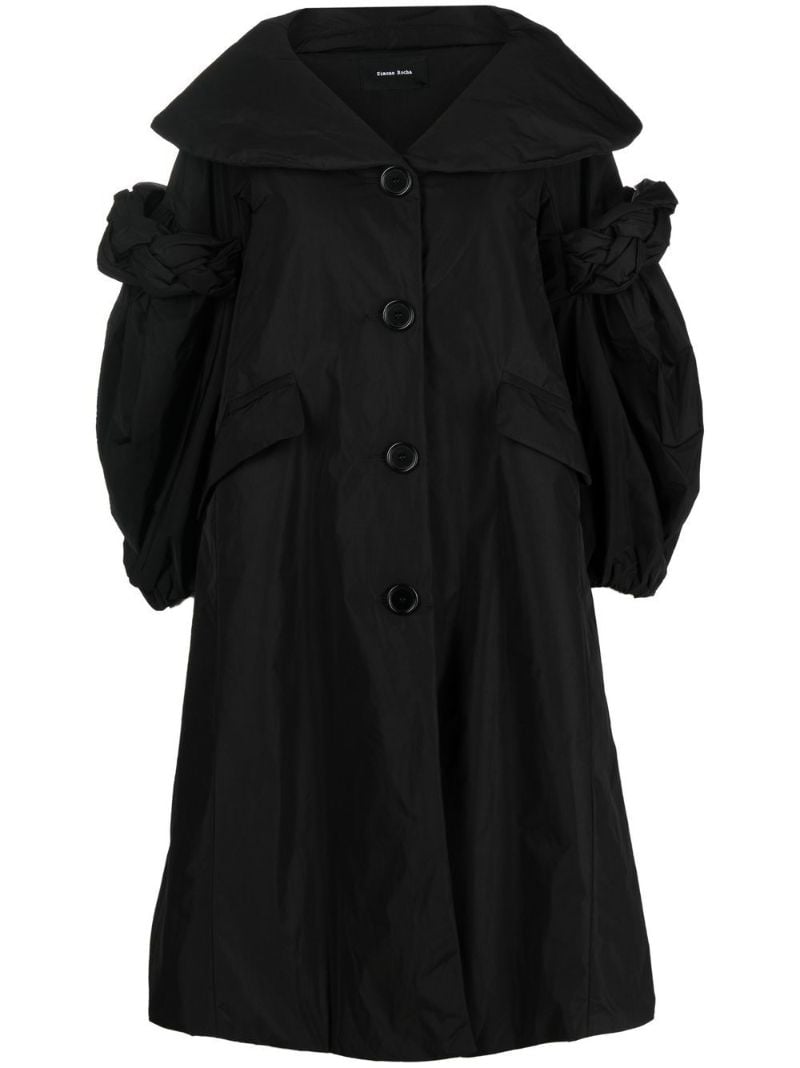 Black Padded Scoop Neck Coat
